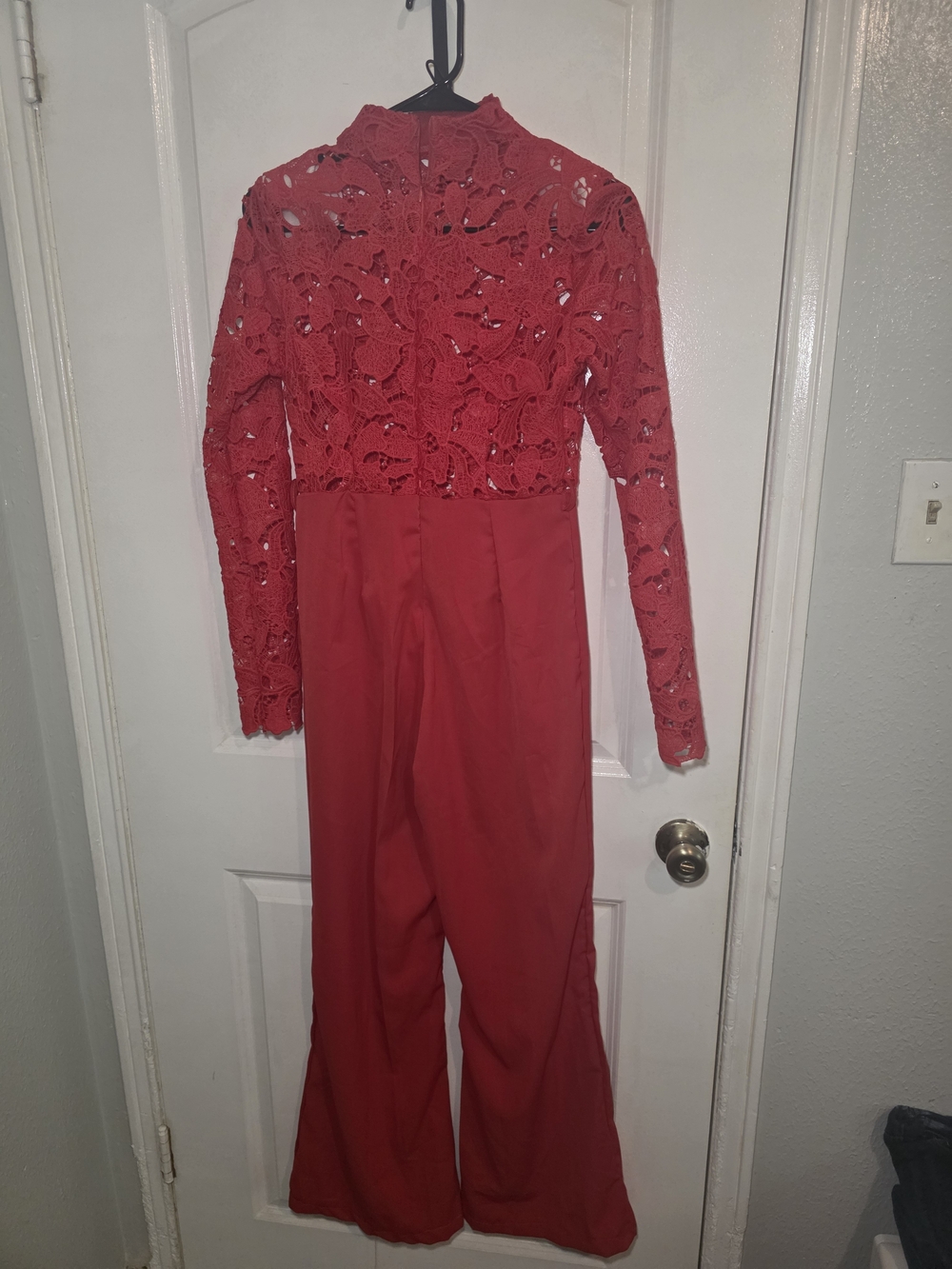 Red Lace-Top Jumpsuit